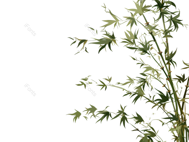 叶子图片,竹子元素,水墨画PNG,绿色免抠素材